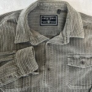 True Grit Men's Long Sleeve Corduroy Button Up Shirt Blue Gray Size M Used
